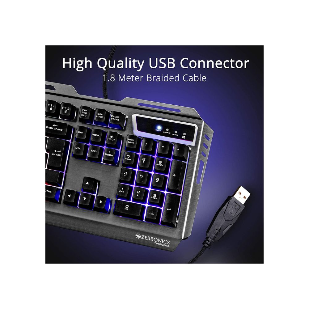 Zebronics Zeb-Transformer-k USB Gaming Keyboard with Multicolor LED Effect