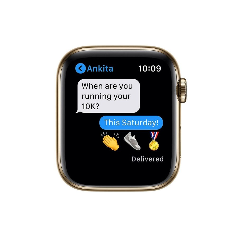 New Apple Watch Series 6 (GPS + Cellular, 44mm) - Gold Stainless Steel Case with Deep Navy Sport Band