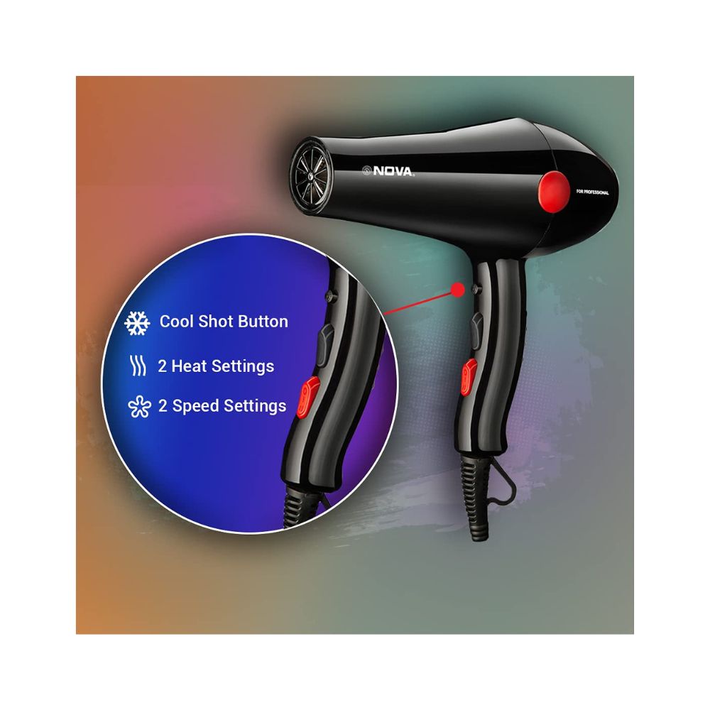 Nova NHP 8215 1800 Watts Proffesional Hair Dryer for Women (Red)