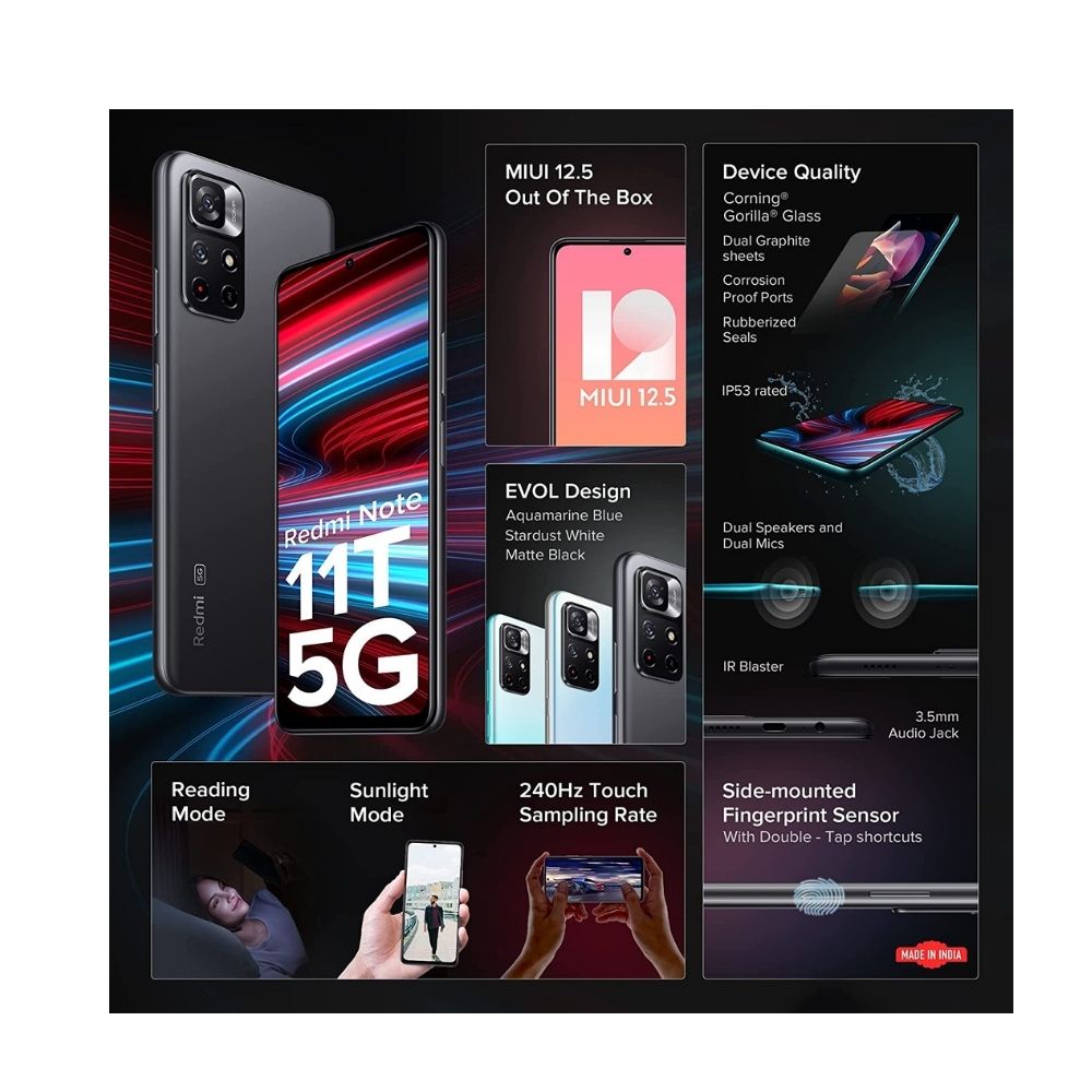 Redmi Note 11T 5G (Matte Black 8GB RAM 128GB ROM)