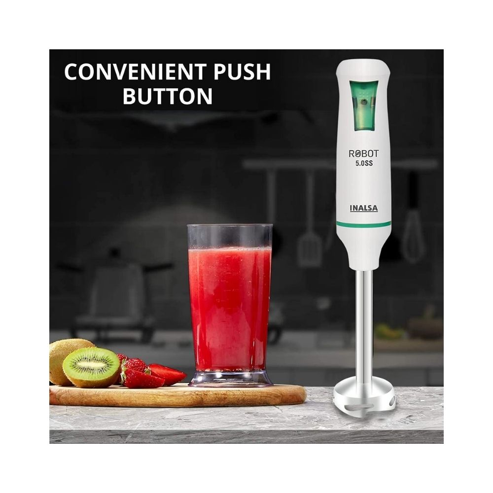 Inalsa Robot 5.0 SS Hand Blender, 500W (White, Green)