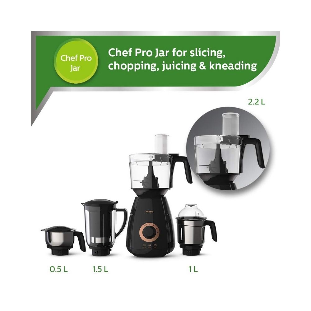 Philips HL7707/00 Mixer Grinder 750 Mixer Grinder (4 Jars, Black)