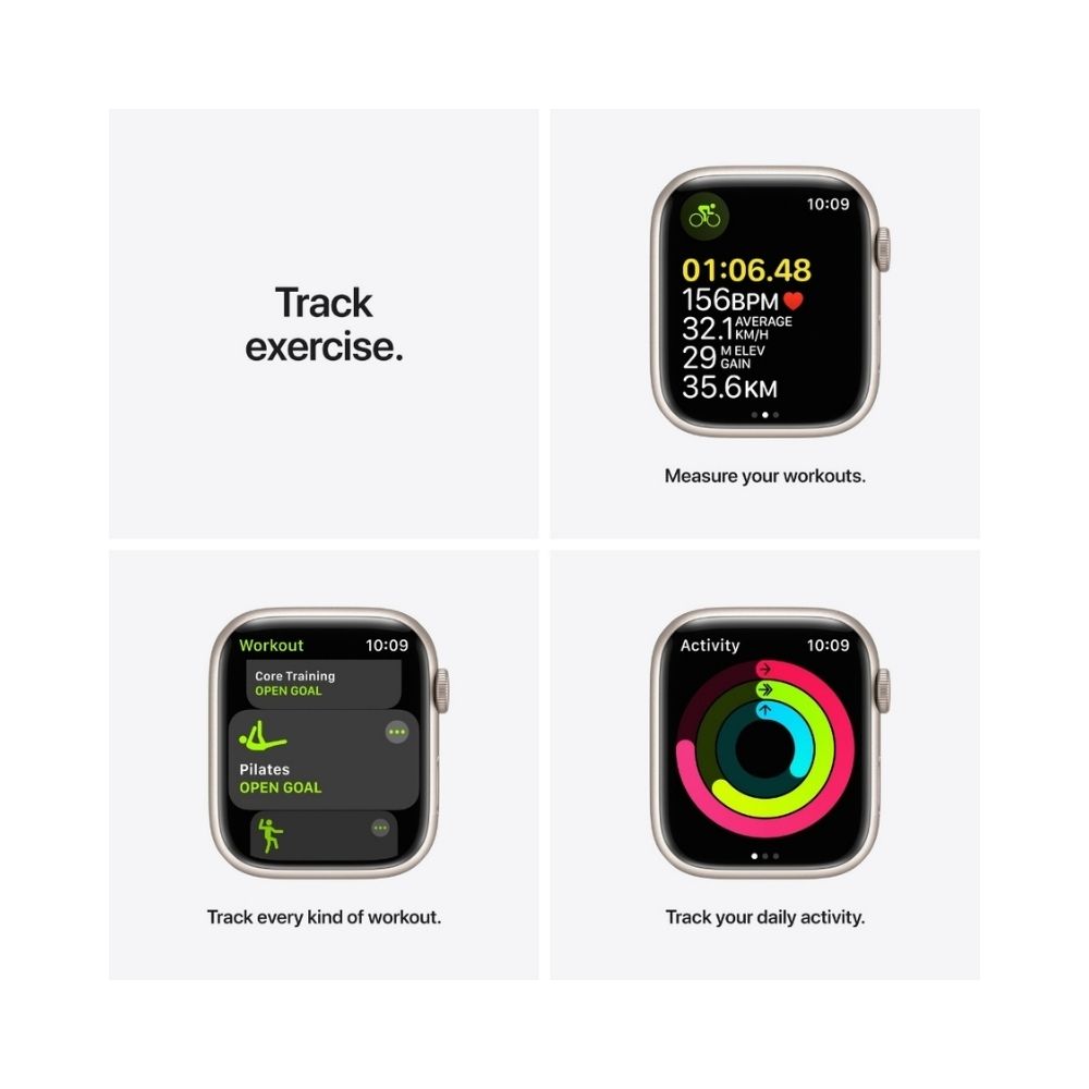 Apple Watch Series 7 GPS + Cellular, MKJQ3HN/A 45 mm Aluminium Case  (White Strap, Regular)