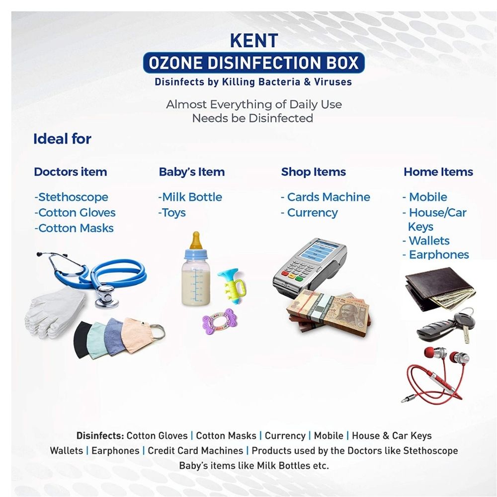 KENT 12015 Ozone Disinfection Box | Equipped with Ozone Generator | Disinfects Multiple Items | Better Than UV Sterilizer