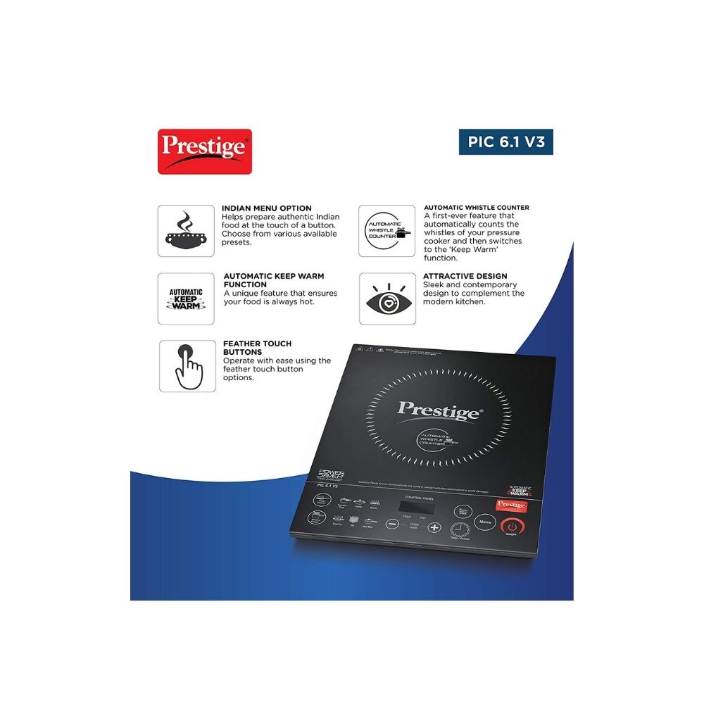 Prestige PIC 6.1 V3 Induction Cooktop  (Black, Touch Panel)