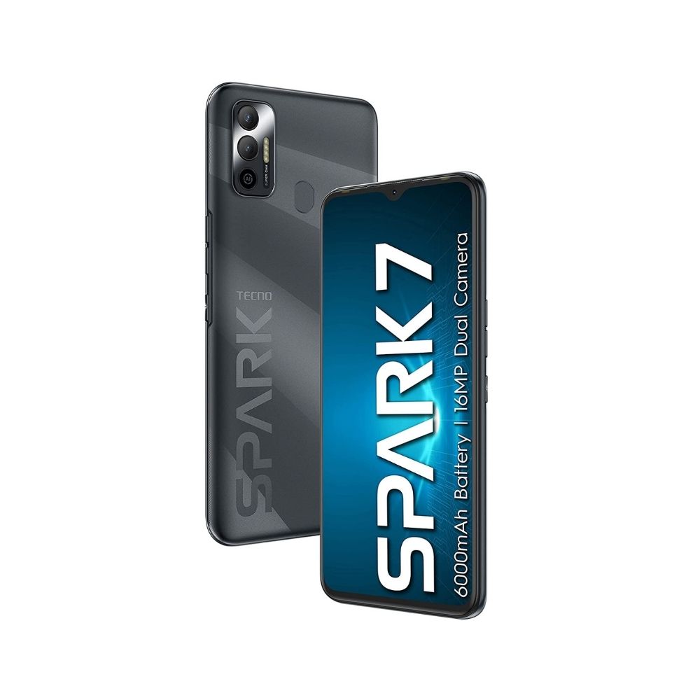 Tecno Spark 7 (Magnet Black, 2GB RAM, 32 GB Storage) - 6000mAh Battery|16 MP Dual Camera| 6.52” Dot Notch Display
