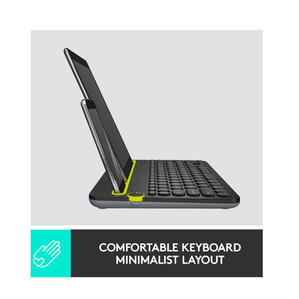 Logitech K480 Wireless Multi-Device Keyboard for Windows, Apple iOS android or Chrome, Tablet- Black
