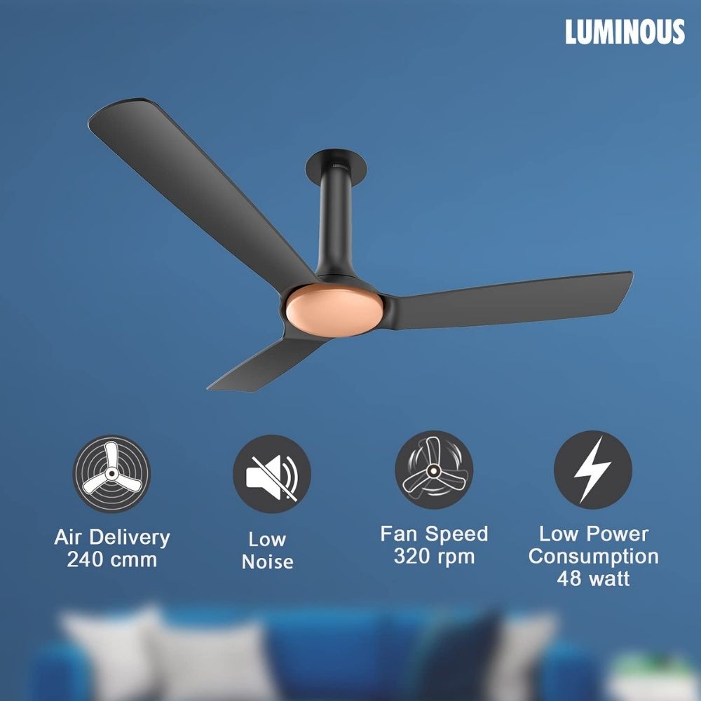 Luminous New York Chelsea 1200MM Ceiling Fan with BEE 3-Star Rating and 40% Energy Saving(Merc Black Copper)