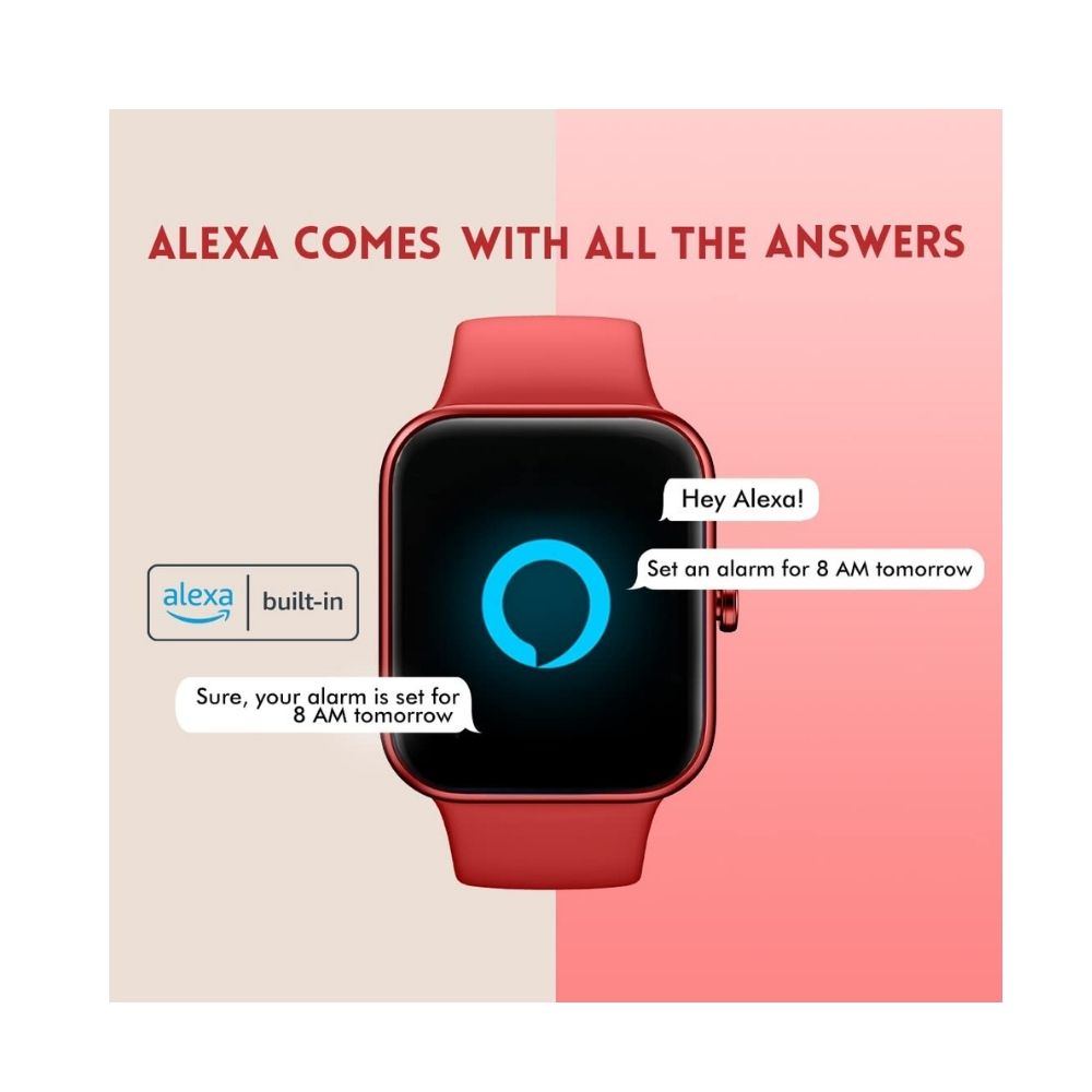Fastrack Reflex VOX Smartwatch with Alexa Built-in,1.69 ,Life-38072AP01 (Carbon Red)