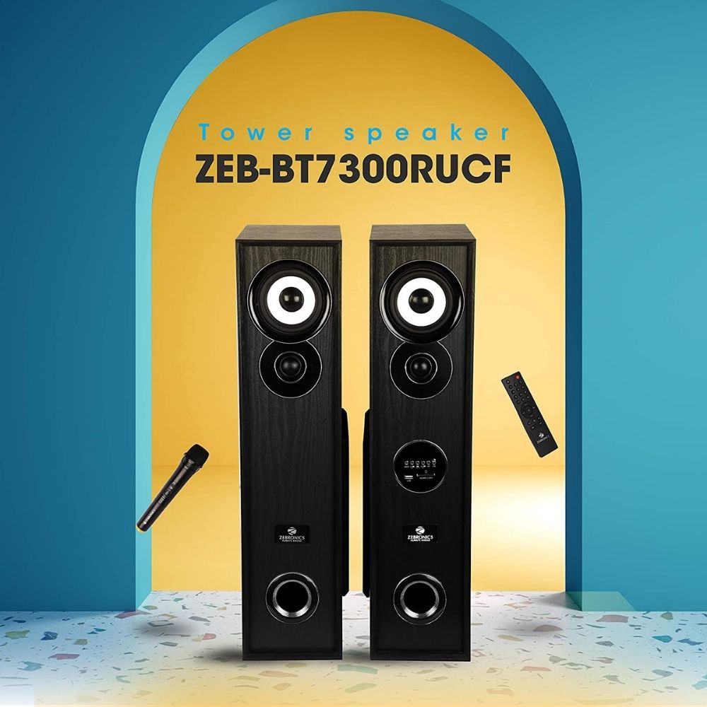 ZEBRONICS ZEB-BT7300RUCF 90 W Bluetooth Tower Speaker  (Black, 2.0 Channel)