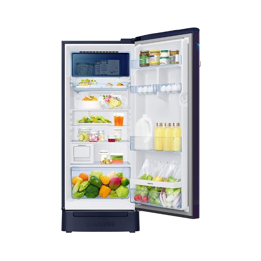 Samsung 220 L 4 Star Inverter Direct cool Single Door Refrigerator (RR23A2K3XUZ/HL, Digi-Touch Cool, Base Stand with Drawer, Curd Maestro, Midnight Blossom Blue)