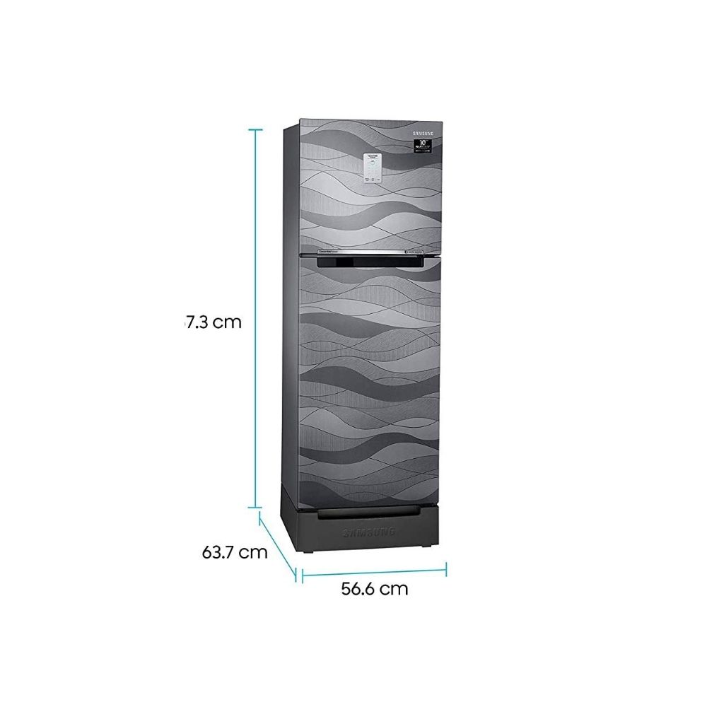 Samsung 244 L 3 Star Frost-Free Double Door Refrigerator (RT28T3C23NV/HL, Inox Wave, Base Stand with Drawer, Curd Maestro, Convertible)