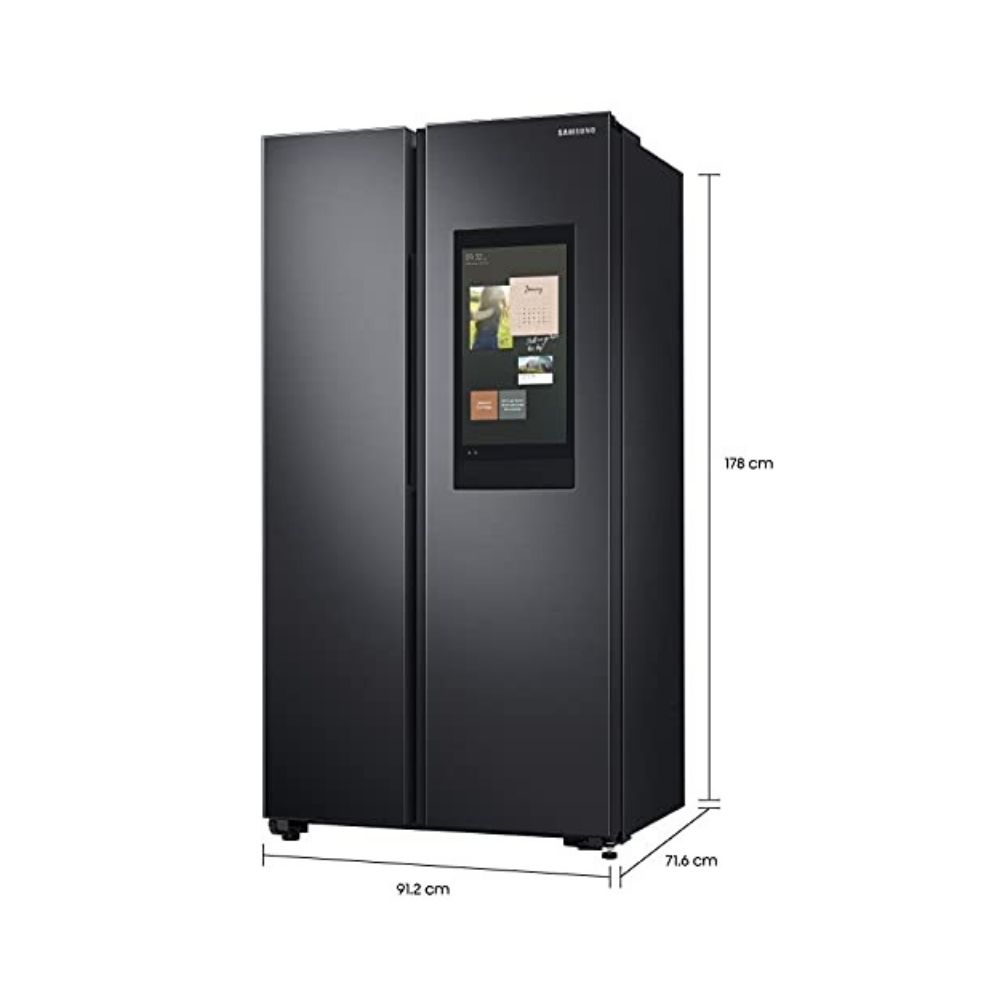 Samsung 673 L Inverter Frost Free Side-by-Side Refrigerator (RS72A5FC1B4/TL, Gentle Black Matt, Curd Maestro)