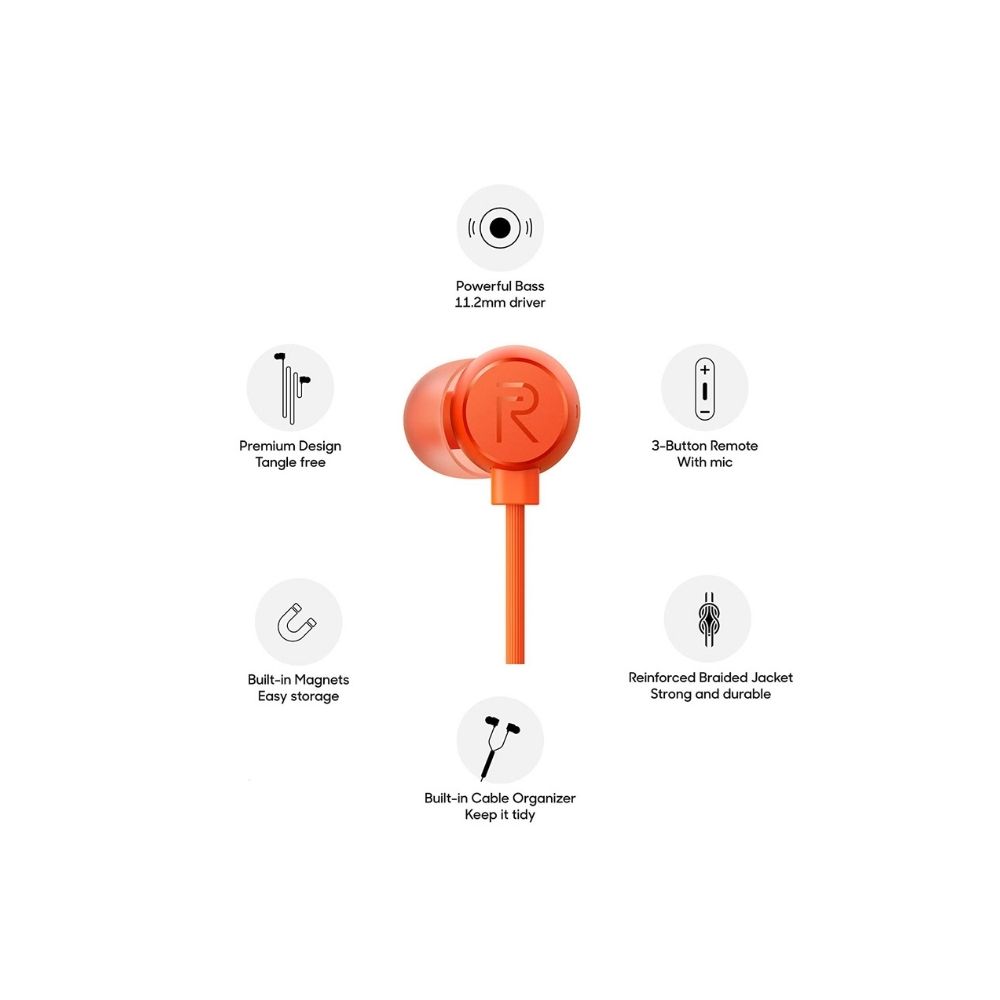 Realme Buds 2 Wired in Ear Earphones with Mic (Orange)
