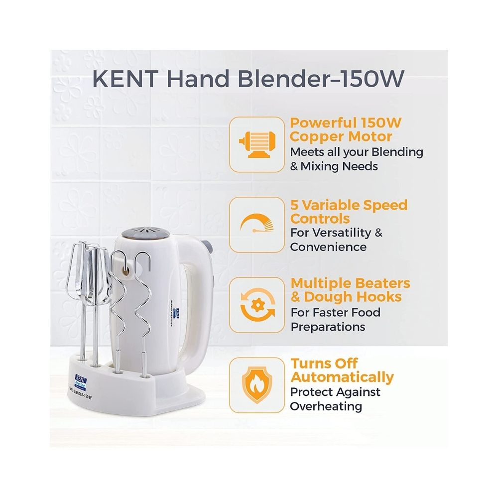 Kent Hand Blender 150W 16050 Hand Blender  (White)