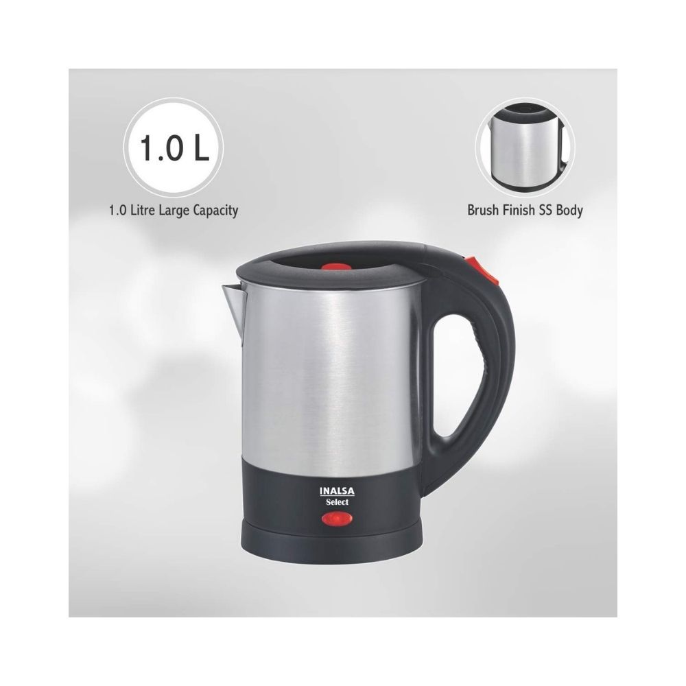 Inalsa Electric Kettle Select-1350W with 1 Litre Capacity, (Silver)