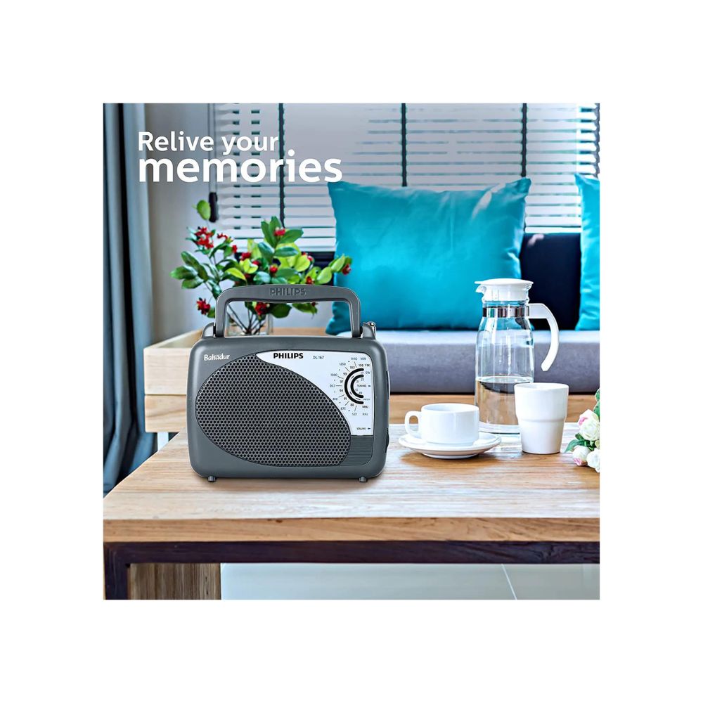 Philips Radio DL167/94 with MW/SW/FM Bands, 2xR20 (UM1),External 3V DC (Optional)