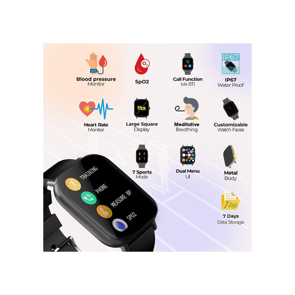 Zebronics ZEB-FIT7220CH Bluetooth Smart Watch,4.4cm (1.75