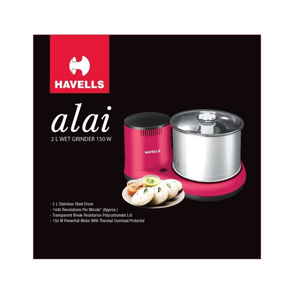 Havells Alai 2 Litre 150 watt Wet Grinder (Pink)