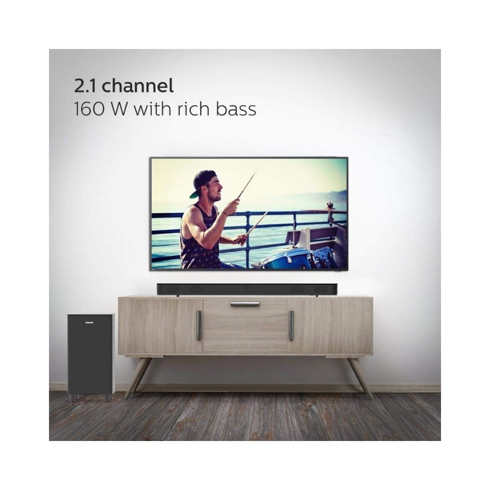 Philips HTL8162/94 with HDMI Arc 160 W Bluetooth Soundbar (Black, 2.1 Channel)