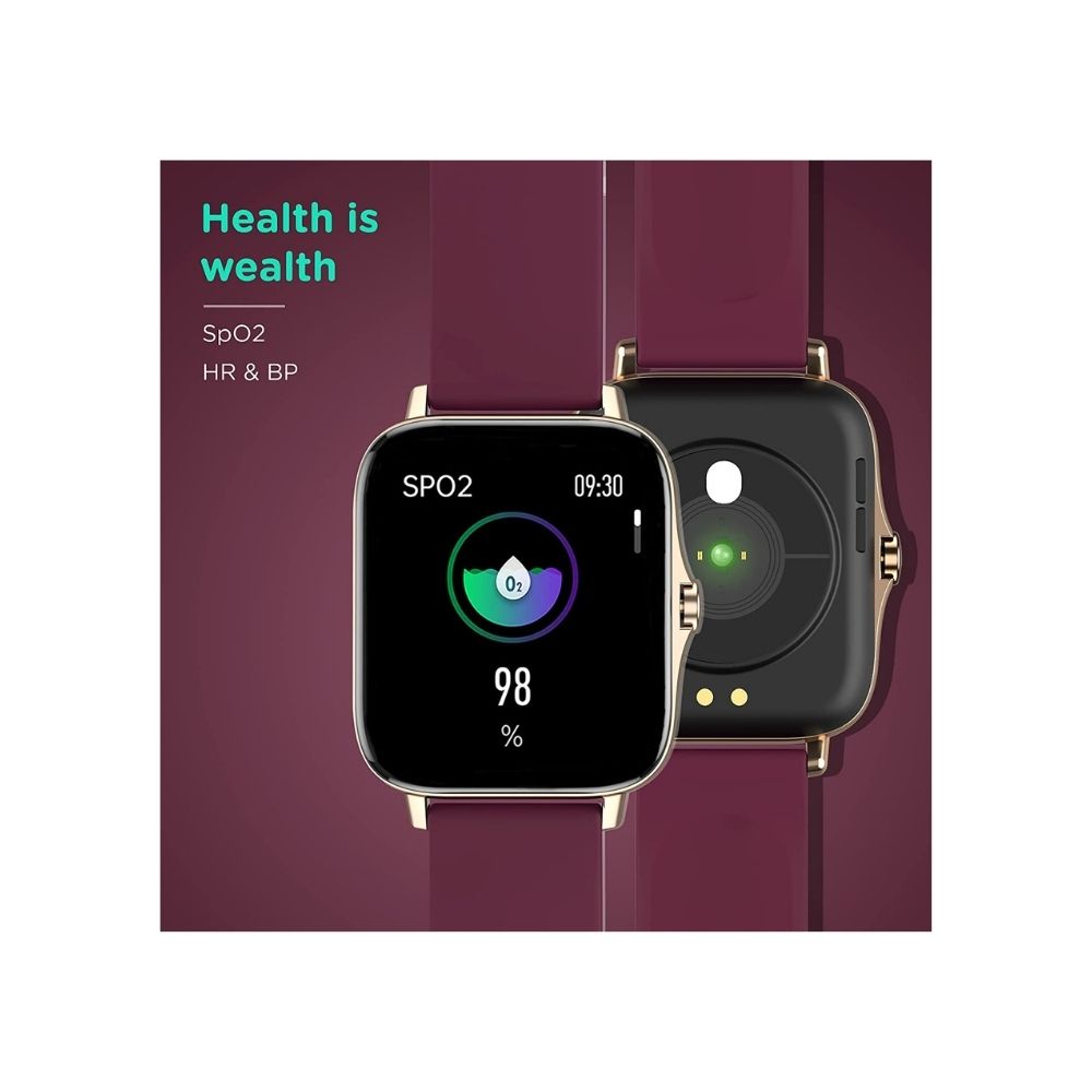 Pebble Cosmos, Bluetooth Calling smartwatch 1.7' HD Screen with SPO2(Burgundy)
