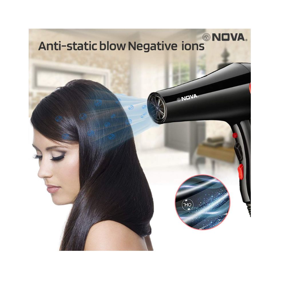 Nova NHP 8220 1800 Watts Professional Hair Dryer for Women (Black)