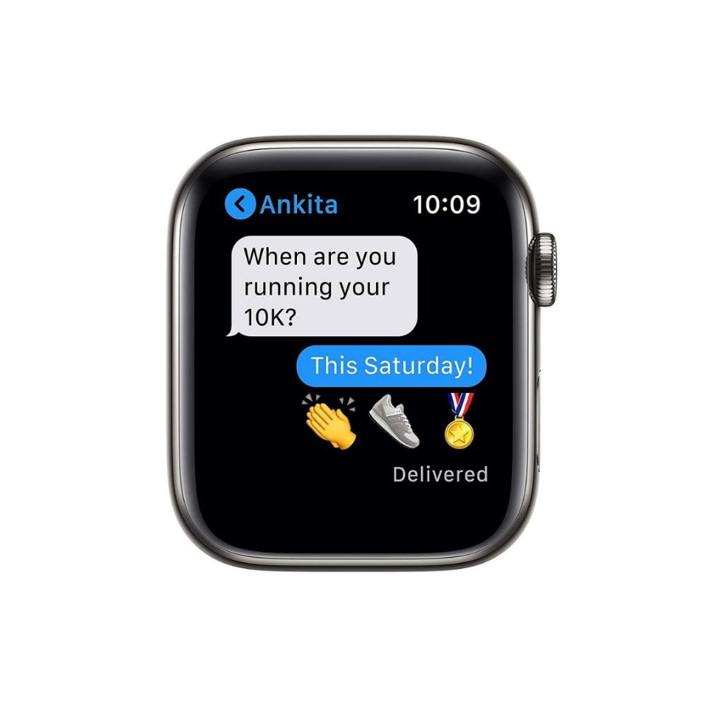 New Apple Watch Series 6 (GPS + Cellular, 44mm) - Graphite Stainless Steel Case with Black Sport Band