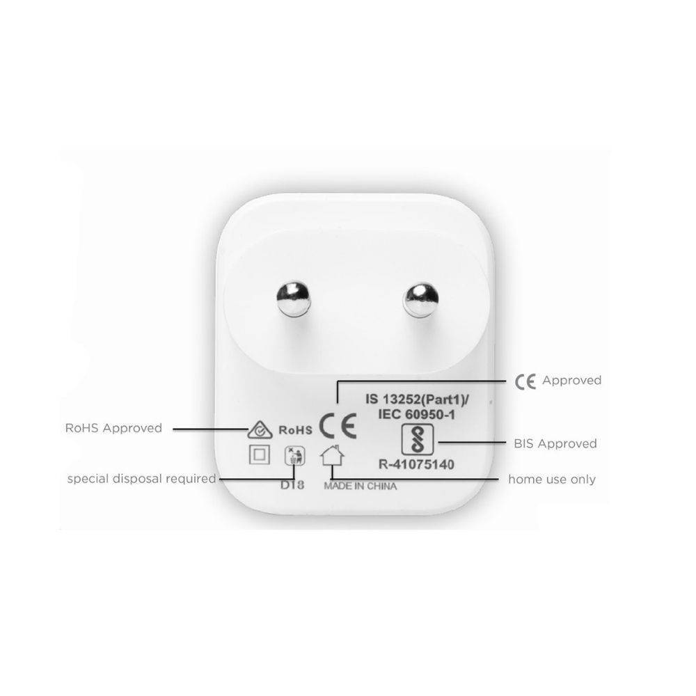 Stuffcool Wall Charger, Mars 2.4A 5V Universal Dual USB Charger Power Adapter - White