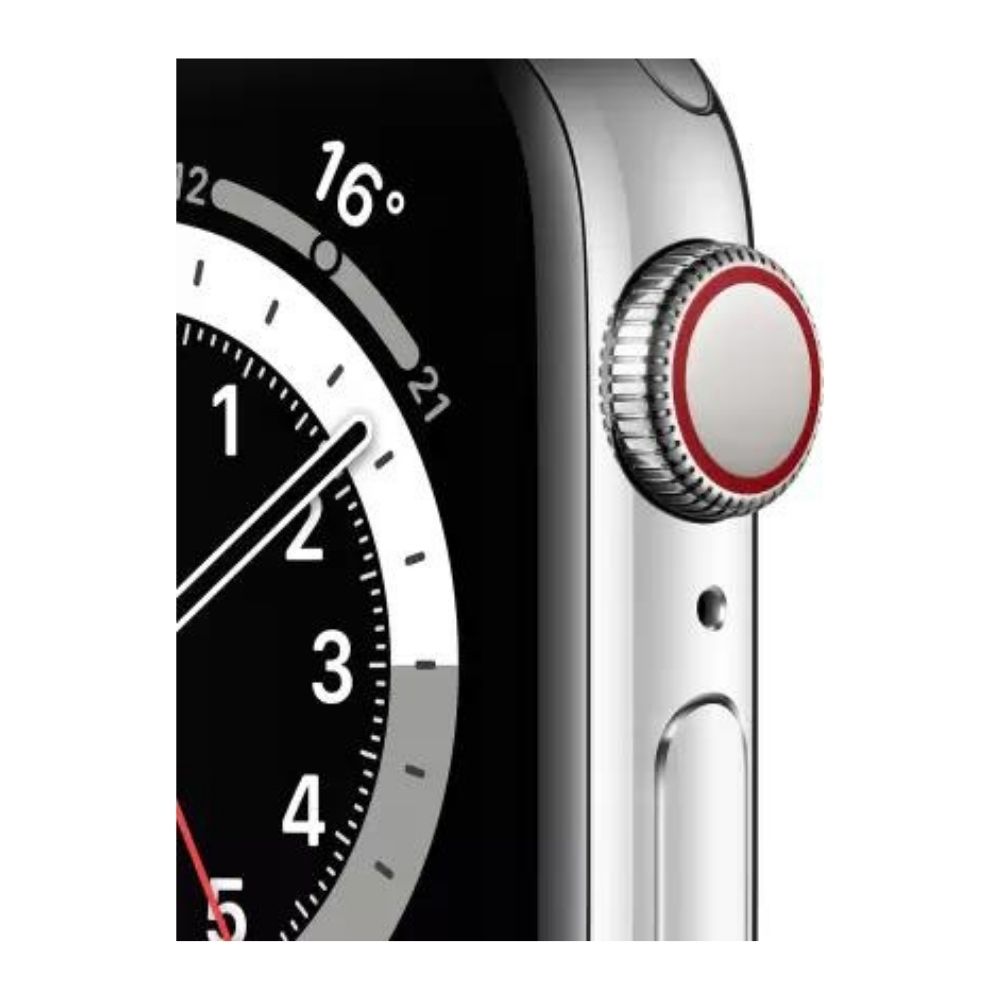 APPLE Watch Series 6 GPS + Cellular M06U3HN/A 40 mm Silver Stainless Steel Case with Silver Milanese Loop  (Silver Strap, Regular)