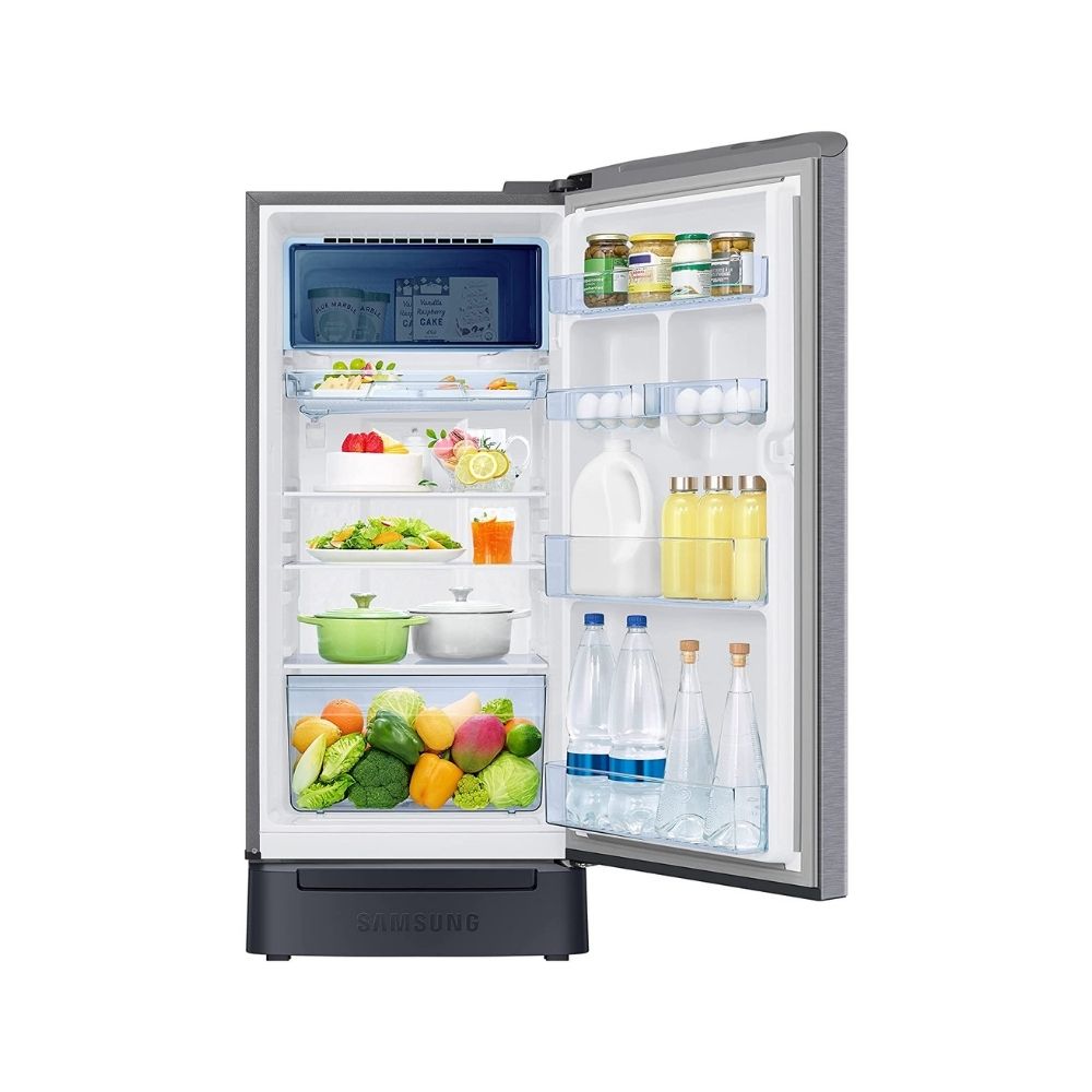 Samsung 198 L 3 Star Inverter Direct Cool Single Door Refrigerator (RR21A2D2YS8/HL, Base Stand with Drawer, Digi-Touch Cool, Elegant Inox), Silver