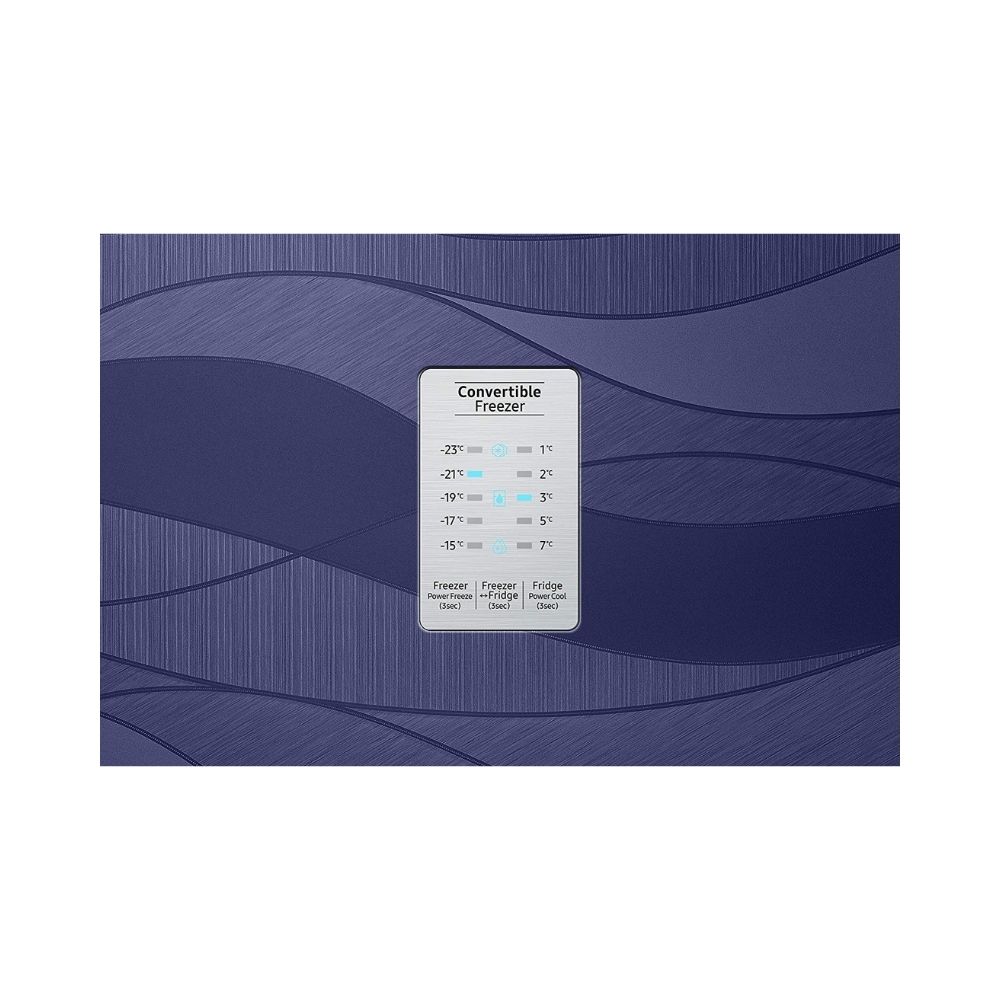 Samsung 253 L 3 Star Inverter Frost-Free Double Door Refrigerator (RT28T3753UV/HL, Blue Wave, Convertible)