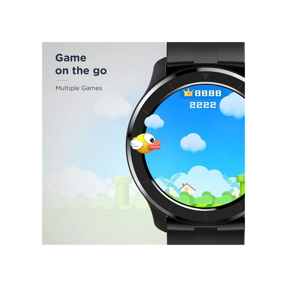 Pebble Zen Pro Smart Watch with Oximeter Function for SpO2 (Black)