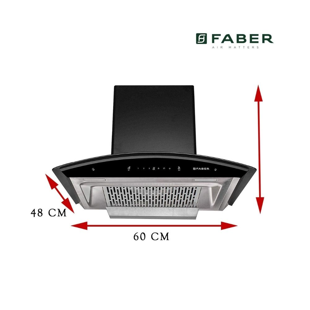Faber 60 cm 1200 m3/hr Heat Auto Clean Chimney (Hood Crest Plus HC SC BK 60, Filterless, Touch & Gesture Control, Black)