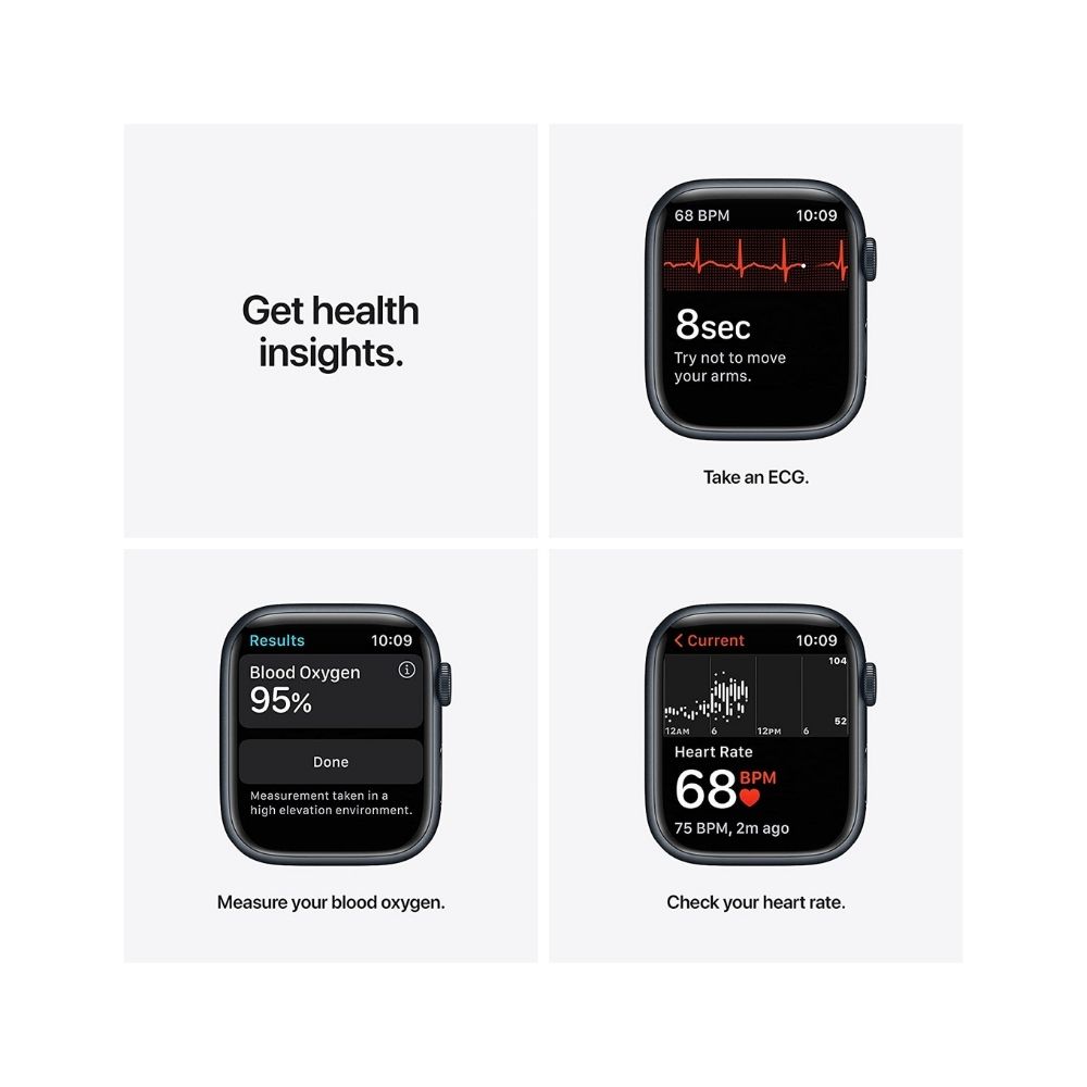 Apple Watch Series 7 GPS MKN53HN/A 45 mm Aluminium Case  (Black Strap, Regular)