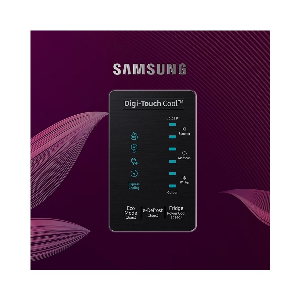 Samsung 225 L 3 Star Inverter Direct cool Single Door Refrigerator (RR23A2E2Y9R/HL, Digi-Touch Cool, Paradise Bloom Purple)