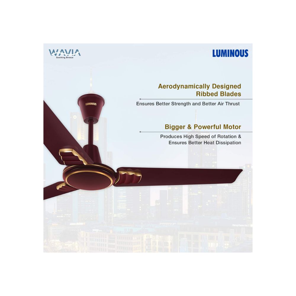 Luminous Wavia 1200mm Ceiling Fan (Cedar Brown)