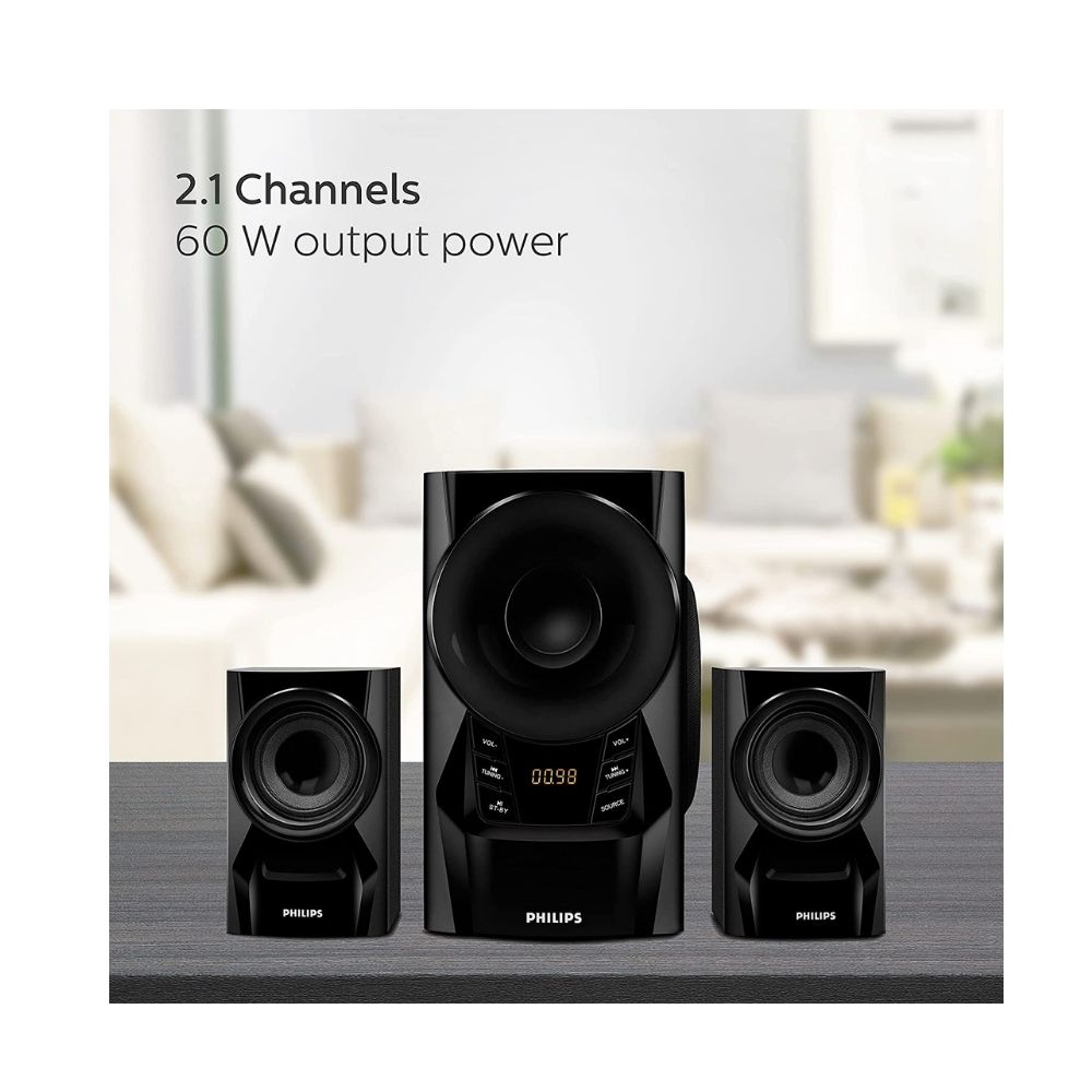 Philips Audio IN-MMS6080B/94 2.1 Channel 60W Multimedia Bluetooth Speakers (Black)