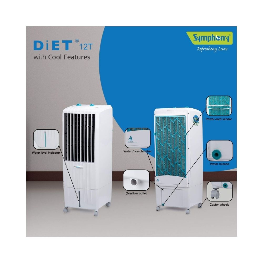 Symphony Diet 12 T Tower Cooler - 12L, White