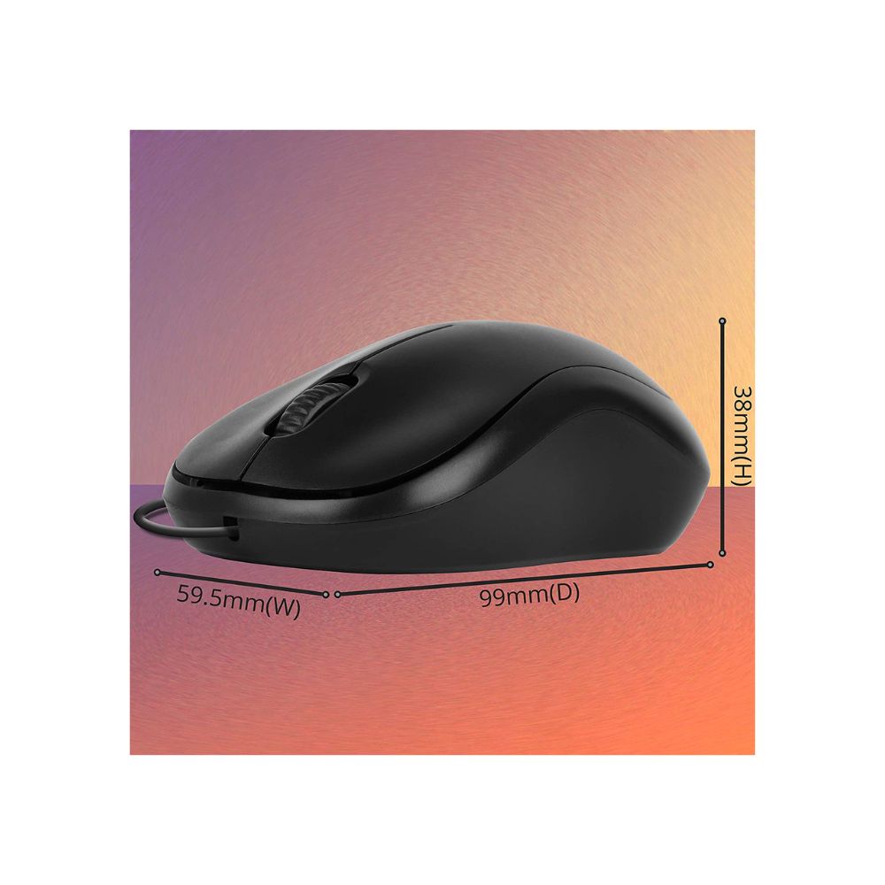Zebronics zeb-comfort wired usb mouse, 3-button, 1000 dpi optical sensor black