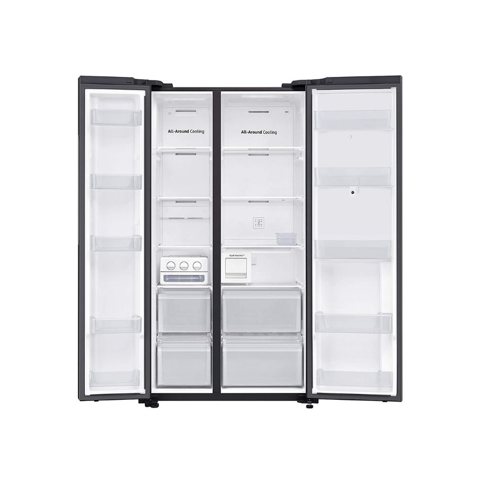 Samsung 673 L Inverter Frost Free Side-by-Side Refrigerator (RS72A5FC1B4/TL, Gentle Black Matt, Curd Maestro)