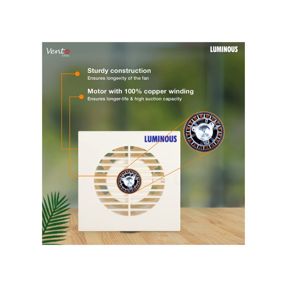 Luminous Vento Axial 100 mm Exhaust Fan for Kitchen (Cut-out Size - Circle Diameter 111 mm, White)