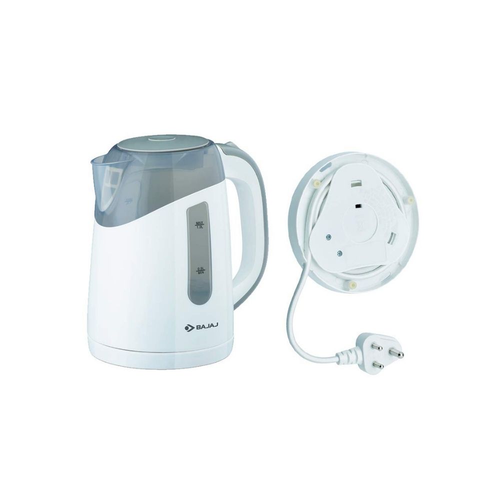 Bajaj glimmer 1 l kettle 1100 w with led glow, heatproof and shockproof body, white, small (670105)