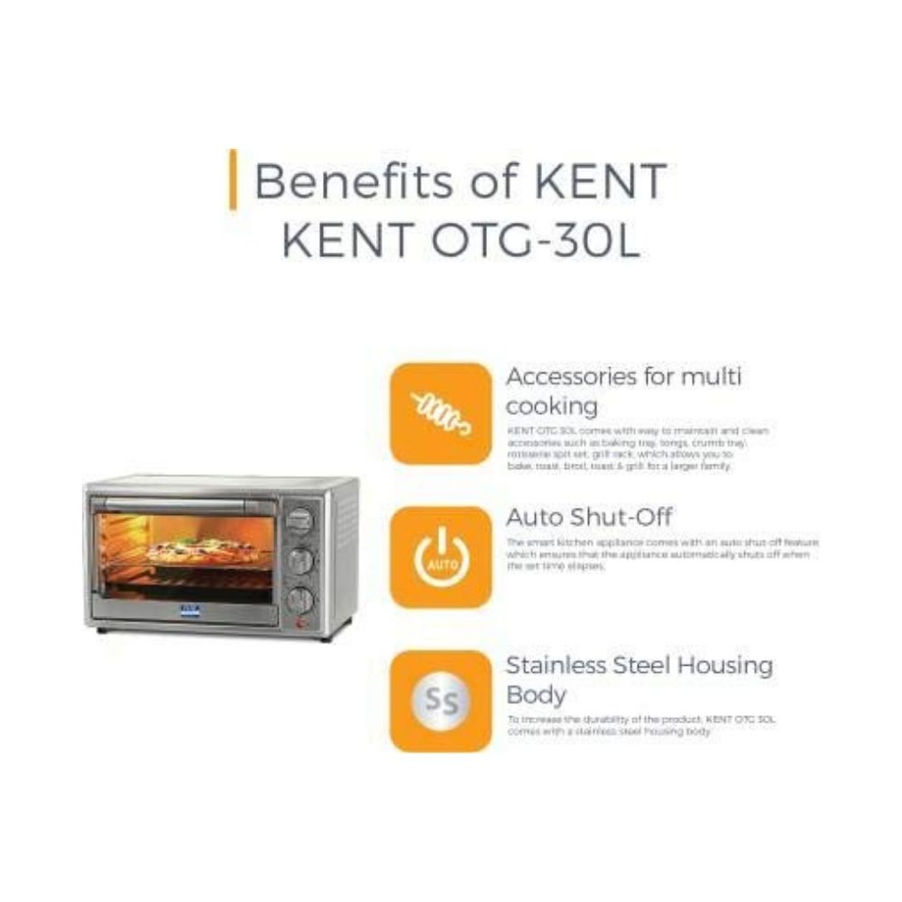 Kent 16041 Oven Toaster Grill/OTG (Silver, 30 Liters)