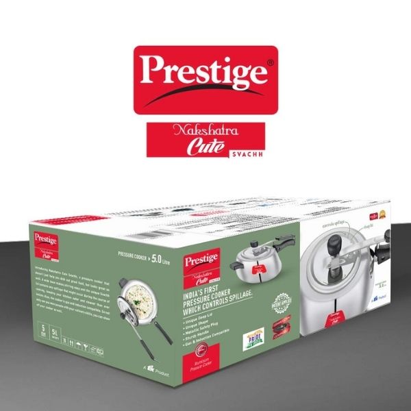 Prestige Nakshatra Cute Svachh Aluminium Pressure Cooker, 5.0L (Polished)