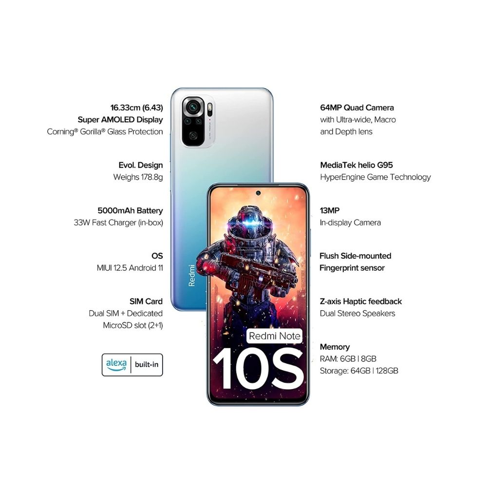 Redmi Note 10S (Deep Sea Blue, 8GB RAM,128 GB Storage)