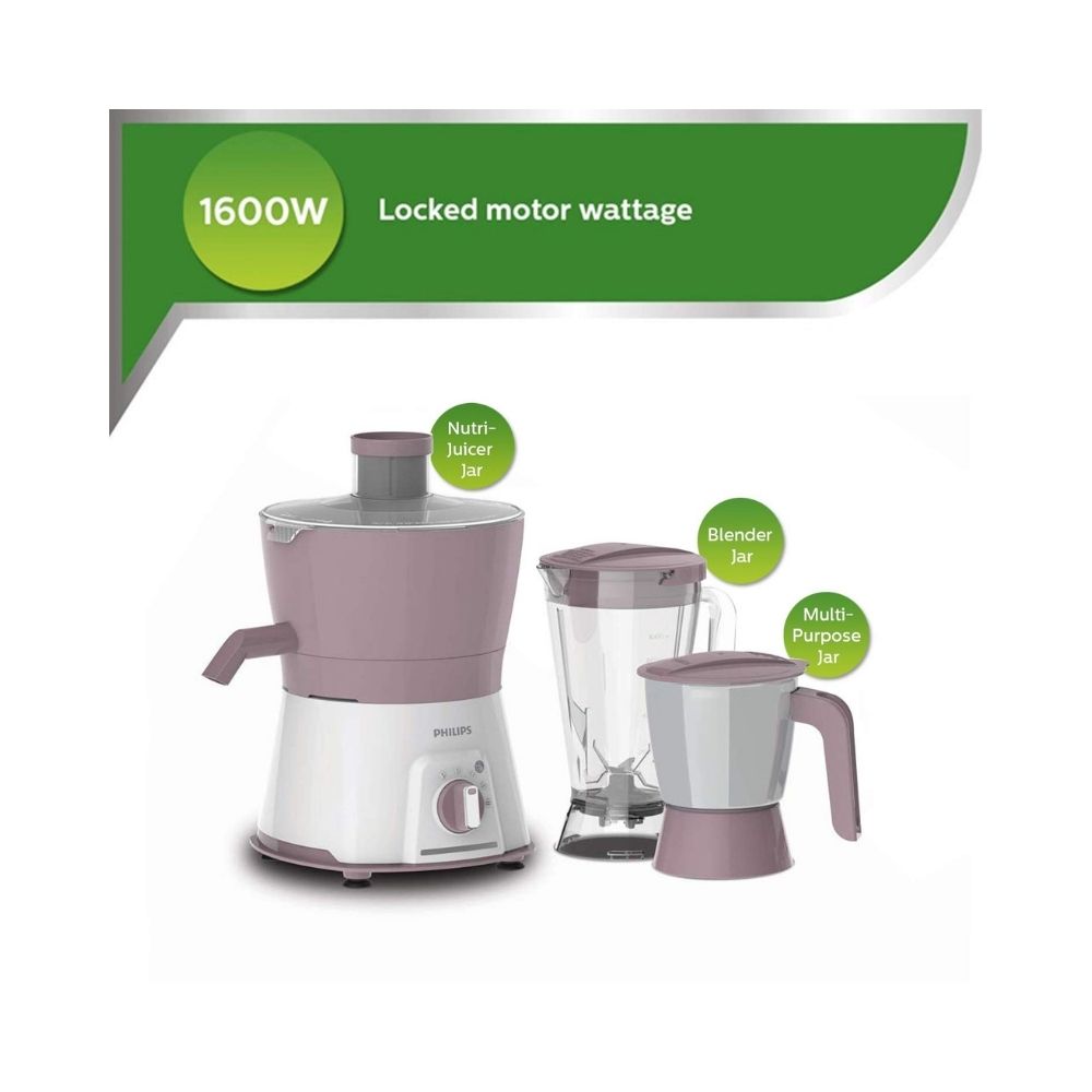 Philips HL7578/00 Viva Collection 600 W Juicer Mixer Grinder (3 Jars, Pink, White)