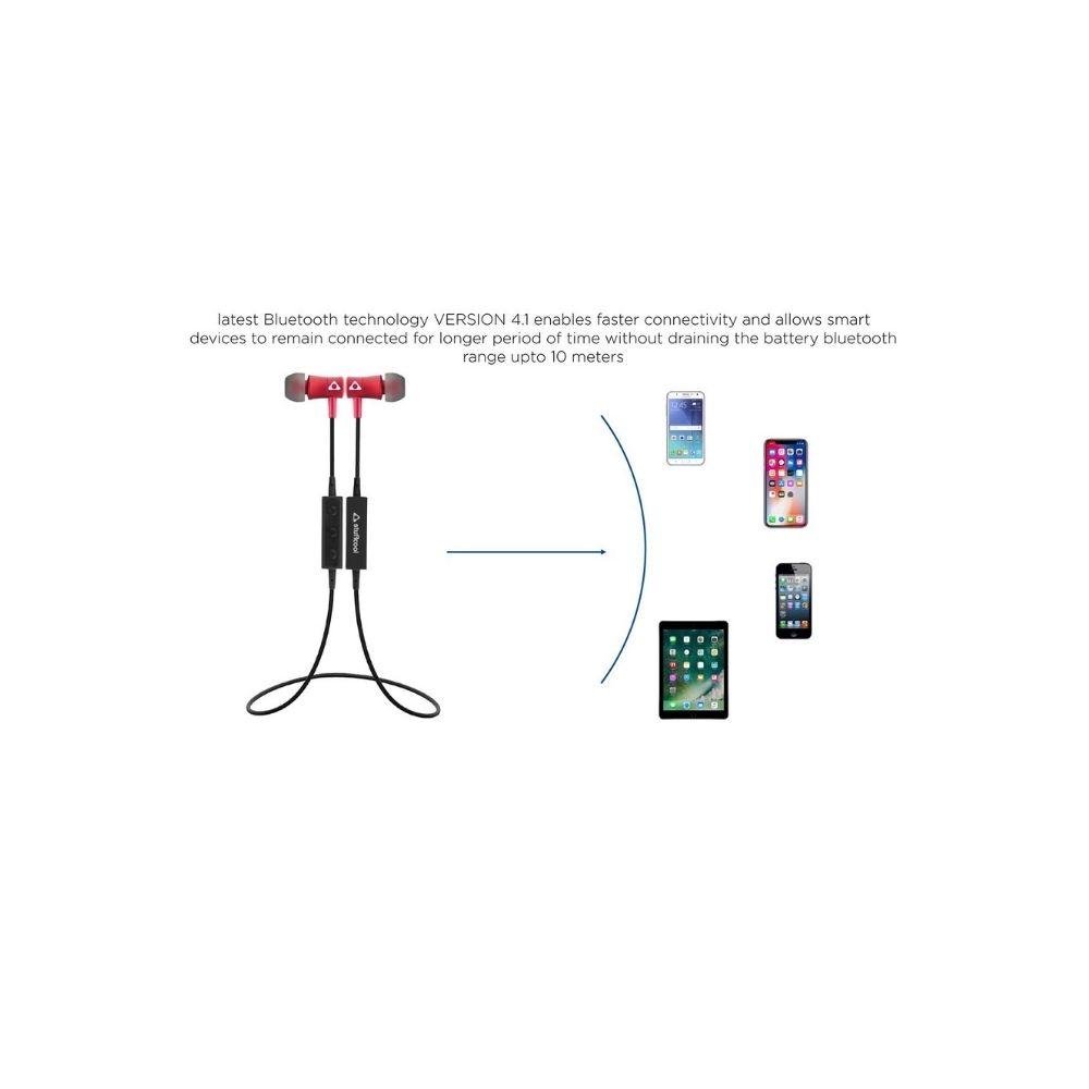 Stuffcool Dizzy Magnetic Wireless Bluetooth 4.1 in-Ear Headphone/Earphone with Mic and Controller - Red
