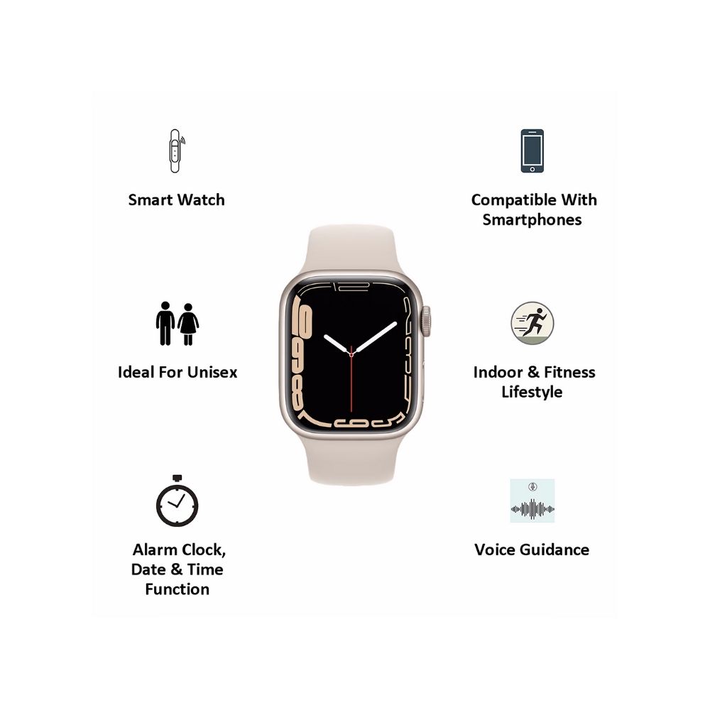 Apple Watch Series 7 GPS + Cellular MKHR3HN/A 41 mm Aluminium Case  (White Strap, Regular)