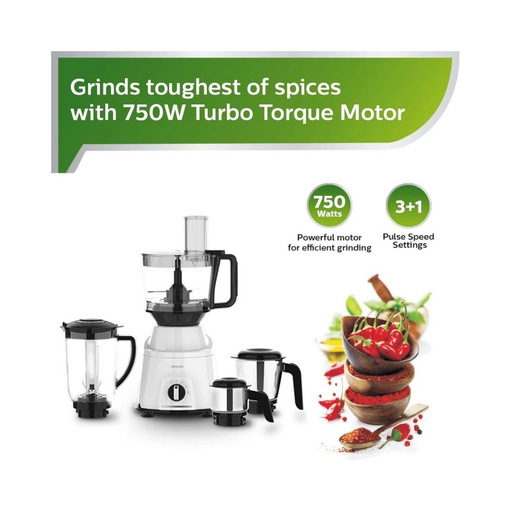 Philips HL7763 750 W Food Processor  (White)
