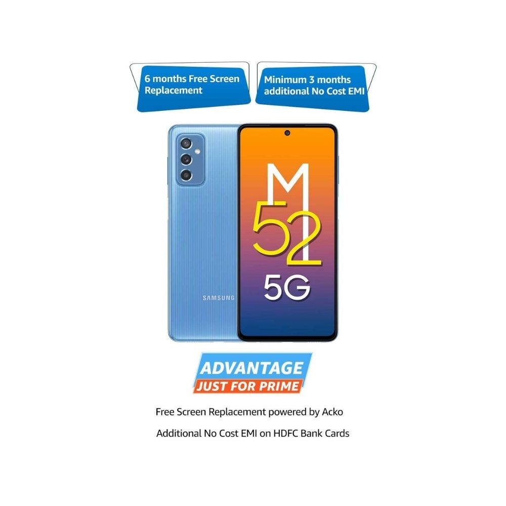 Samsung Galaxy M52 5G (ICY Blue, 6GB RAM, 128GB Storage)